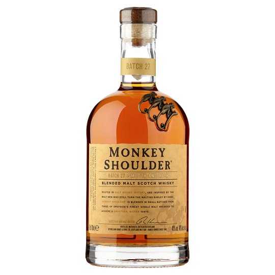 Monkey Shoulder. Pisałem już o nim jakiś czas temu (kliknij w obrazek), więc powiem tylko krótko - po pierwsze jest lekki i przyjemny w smaku, po drugie to tak zwany blended malt, czyli blend, ale mieszany jest tylko z 3 gatunków whisky single malt.